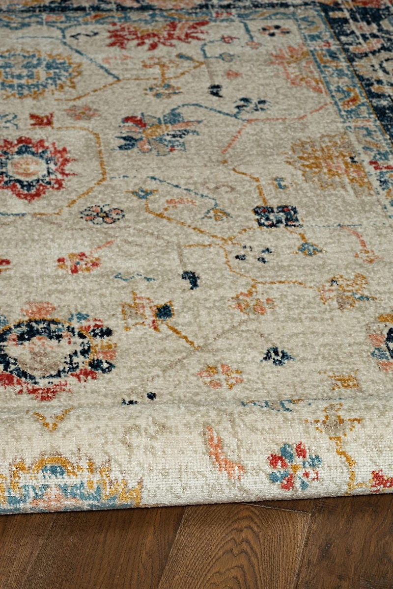 Great Zero Leona Ivory & Blue 3' x 5' Accent Rug