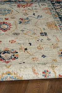 Great Zero Leona Ivory & Blue 3' x 5' Accent Rug
