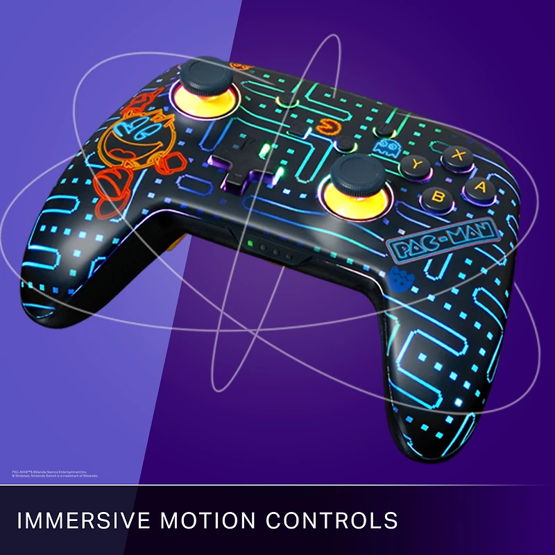 Manette sans fil améliorée PowerA pour Nintendo Switch avec Lumectra - Arcade néon PAC-MAN™