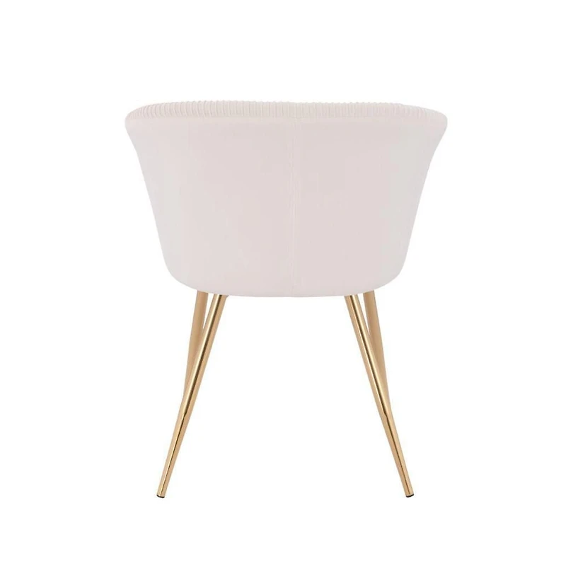 Set of 2 Modern Luxurious Dining Accent Chairs – Ivory Velvet Upholstery with Shiny Gold Legs, Elegant and Comfortable Chairs for Dining Room or Living Space