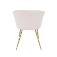 Set of 2 Modern Luxurious Dining Accent Chairs – Ivory Velvet Upholstery with Shiny Gold Legs, Elegant and Comfortable Chairs for Dining Room or Living Space