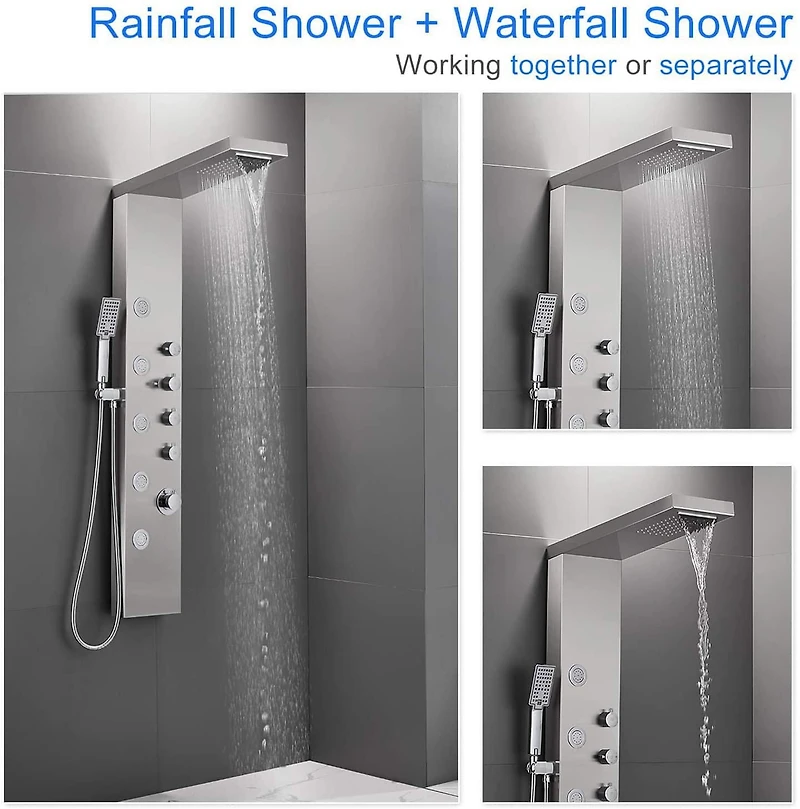 American Imaginations Rectangle Wall Mount CUPC Approved Stainless Steel Shower Panel In Brushed Stainless Steel Color AI-34370