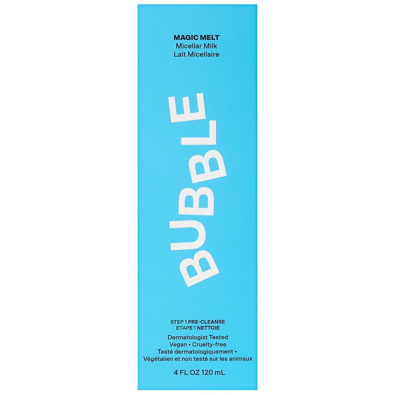 Bubble Skincare Magic Melt Lait Micellaire, 120ml, Nettoyant facial démaquillant Bubble Magiv Melt Lait Micellaire