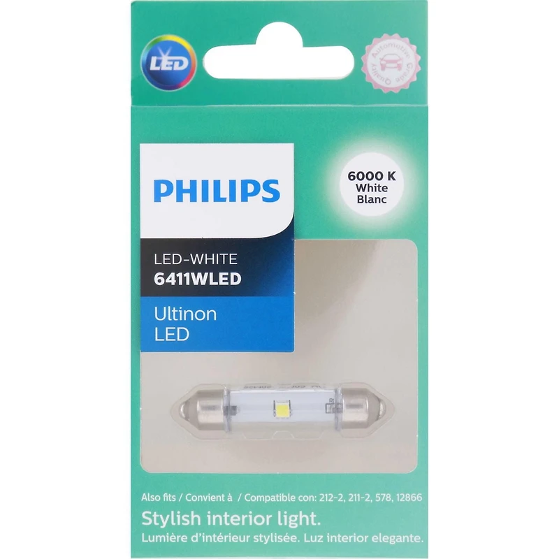 Philips 6411 Ultinon LED, blanc,Ampoule d’intérieur de voiture, paquet de 1