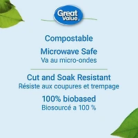 Assiettes compostables Eco Great Value 80 x 25 cm (10 po)<br>Format économique