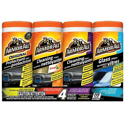 Protecteur Armor All : verre, lingettes nettoyantes orange rafraîchissantes et lingettes nettoyantes originales
