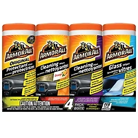 Protecteur Armor All : verre, lingettes nettoyantes orange rafraîchissantes et lingettes nettoyantes originales