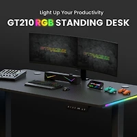 GTRACING hauteur réglable RVB électrique assis ou Stand bureau d’ordinateur avec lumières LED pour adultes , noir Contrôles Bluetooth/app, réglable en hauteur