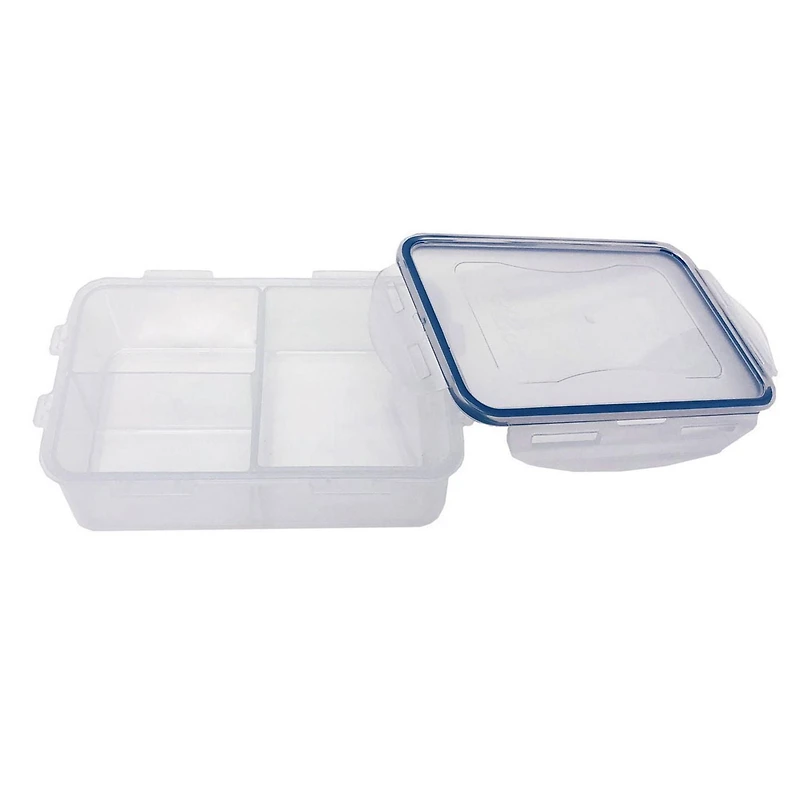Starfrit LocknLock Plastic Bento Lunch Container - Removable Divider - 34oz/1L - Airtight & Leakproof - 4-Sided Locking Lid, Nestable and stackable