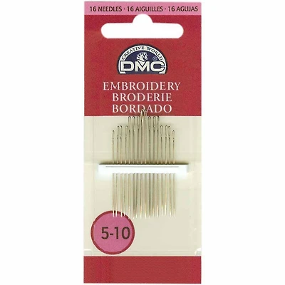 DMC Embroidery Needles Sizes 5-10 (16 Needles), Sizes 5-10