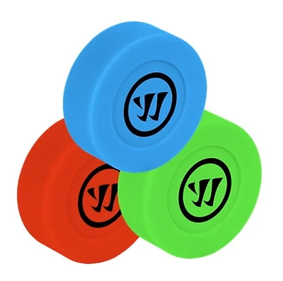 Warrior Street Hockey Pucks – 3 Pack – Plastic 50g – Red, Blue & Green