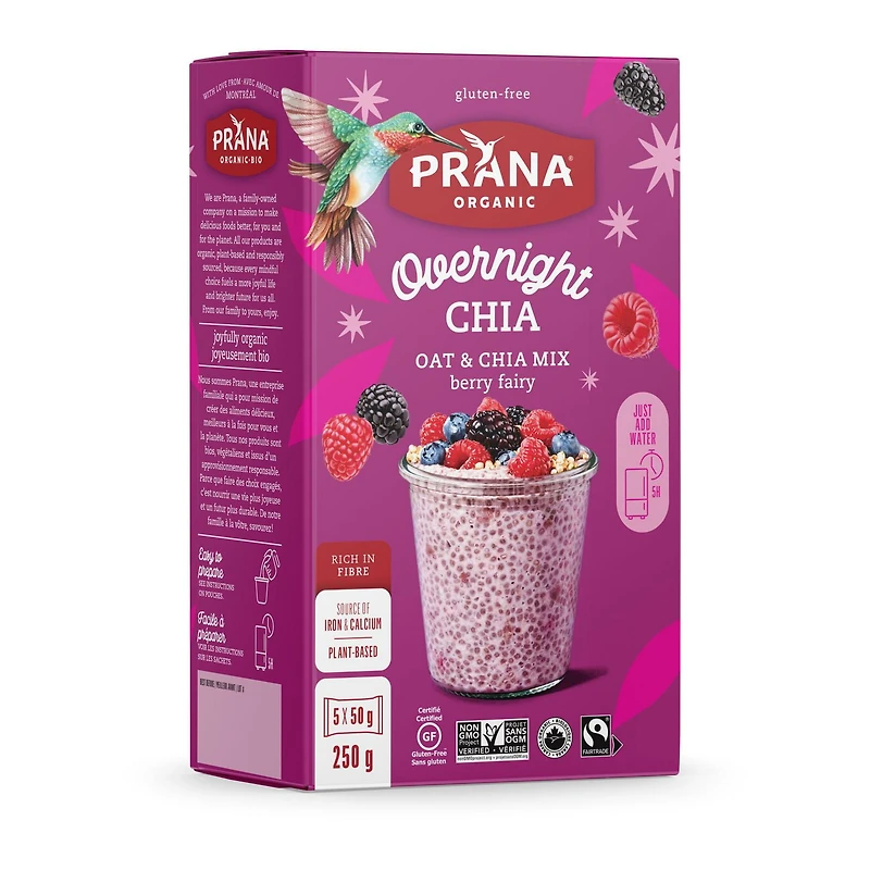 Prana Chia au frigo - Mélange d’avoine et chia biologique rêve de petits fruits