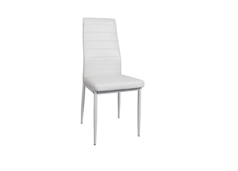 K-Living Chaises rembourrées en PU blanc Nash avec pieds en métal robustes (4 chaises par boîte)