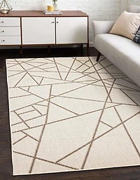 ECARPET Indoor Outdoor Area Rug for Patio, Deck, Living Room Sisal Abstract Collection