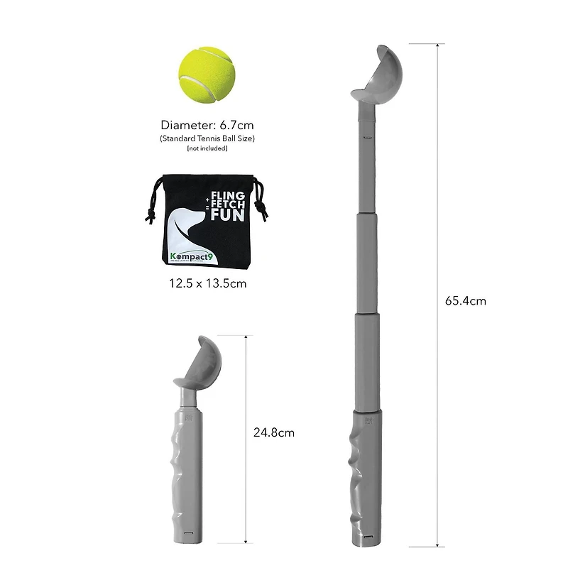 Kompact9 Retractable Ball Launcher - Grey
