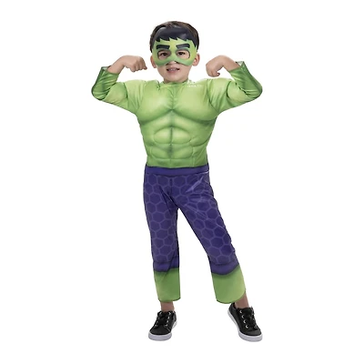 MARVEL’S HULK TODDLER COSTUME - Costume de Poitrine Musculaire avec Masque en Tissu