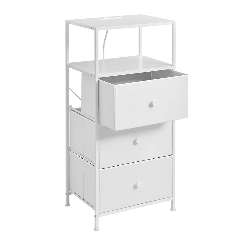 Mainstays 3 Drawer Fabric Nightstand with USB