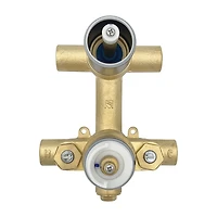 The akuaplus® square thermostatic valve with 4-way diverter, 2 magnetic handshowers or simultaneously.  Hand shower 3 settings with Push-Buttom and a swiveling shower head.  Chrome finish
