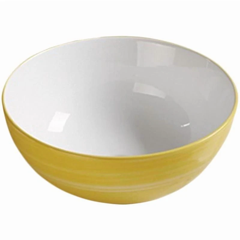 American Imaginations 14.09-in. W Above Counter Yellow Swirl-White Bathroom Vessel Sink For Wall Mount Wall Mount Drilling AI-28039
