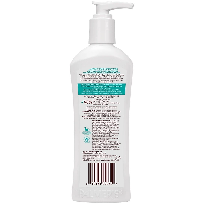 Palmer's® Cocoa Butter Formula® Beurre Raffermissant, Lait Raffermissant pour le Corps, Enrichi en Vitamine E, Q10, Collagène, Élastine et Beurre de Karité, 250ml 250 ml