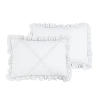 Marina Decoration Lush Ruffled Textured Shabby Chic Stitching Coverlet Bedspread Ultra Soft Solid Summer Embroidered Quilt Set with Quilted Shams