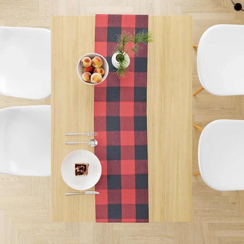 Fabstyles Buffalo Check Cotton Table Runner, Washable Woven Table Runner for Dining, Kitchen, Coffee, and Patio Table