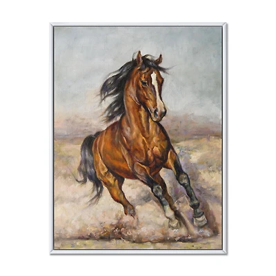 Designart Peinture d'un cheval dans la course ART MURAL À CADRE FLOTTÉ