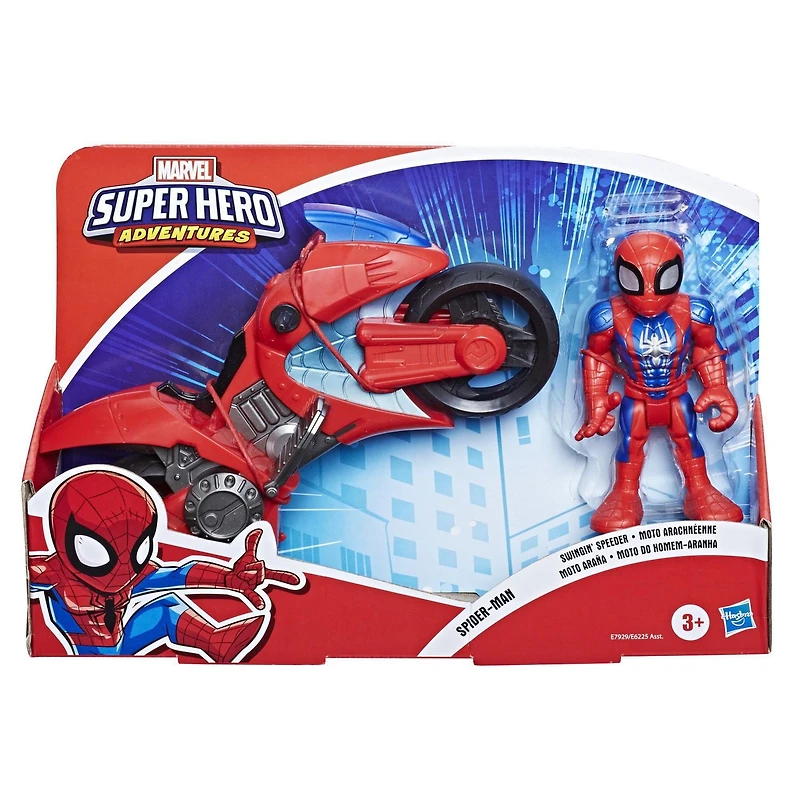 Playskool Heroes Marvel Super Hero Adventures Spider-Man Swingin' Speeder, 5-Inch Figure and Motorcycle Set, Toys for Kids Ages 3 and Up