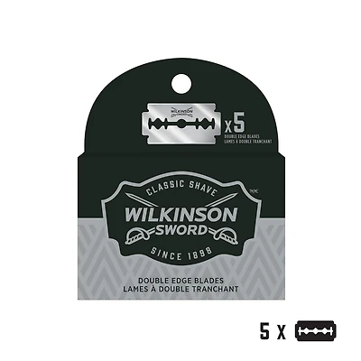 Wilkinson Sword Vintage Double Edge Safety Razor Blades, 5 Classic Blades