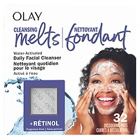 Olay Cleansing Melts + Retinol Face Cleanser, Water-Activated Face Wash Cleans, Tones, and Refreshes Skin, 32CT