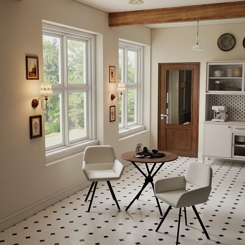 Ensemble de salle à manger moderne Homy Casa 3 pièces avec table ronde de 80 cm (31,5 pouces) imitation bois et 2 chaises pivotantes, style industriel, idéal pour les petits espaces