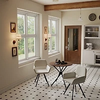Ensemble de salle à manger moderne Homy Casa 3 pièces avec table ronde de 80 cm (31,5 pouces) imitation bois et 2 chaises pivotantes, style industriel, idéal pour les petits espaces