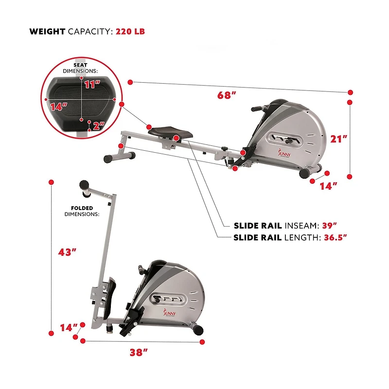 Rameur Sunny Health & Fitness SF-RW5606