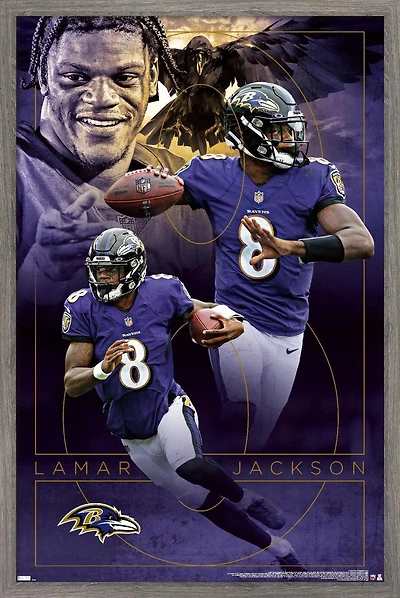 NFL Baltimore Ravens - Lamar Jackson 20 Wall Poster, 22.375" x 34" Framed