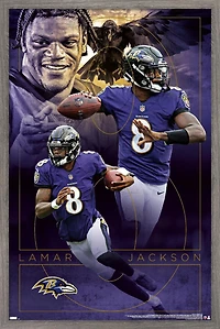 NFL Baltimore Ravens - Lamar Jackson 20 Wall Poster, 22.375" x 34" Framed