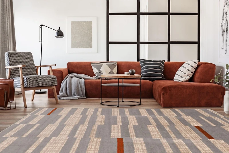 Tapis Capri Leslie gris clair & os de 6 pi 5 po x 9 pi 3 po
