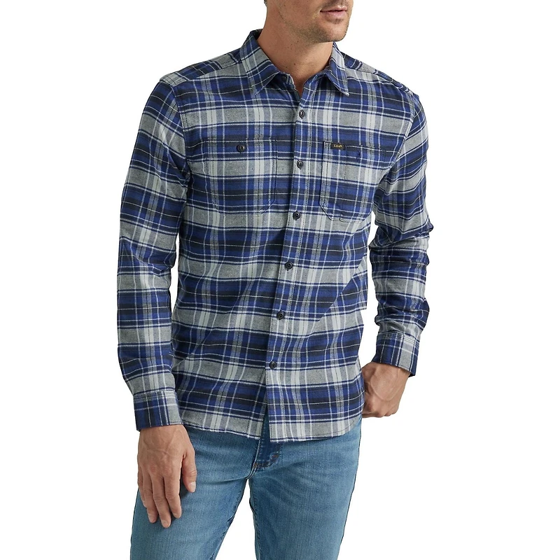 Bouton de flanelle à manches longues Lee vers le bas