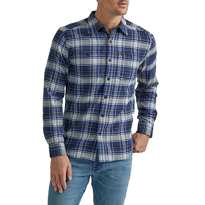 Bouton de flanelle à manches longues Lee vers le bas