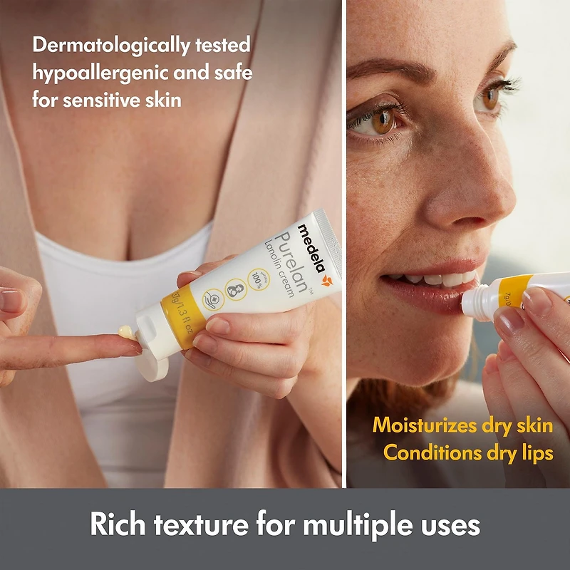 Crème à la lanoline pour mamelons de Medela, pour l'allaitement maternel, 1 seul ingrédient 100% naturel, Nouveau Purelan 37g/1.3oz