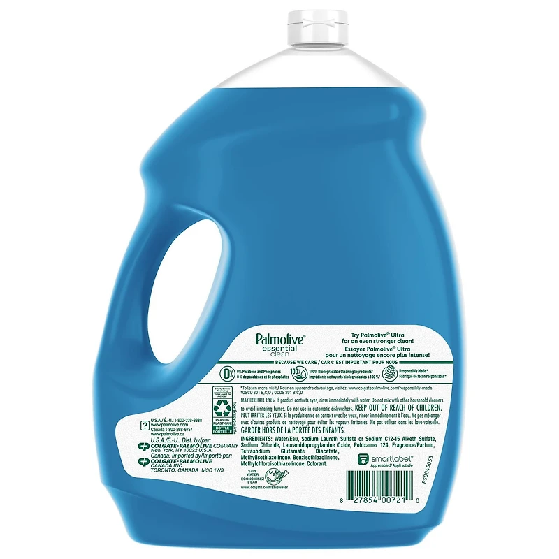 Palmolive Essential Clean Liquid Dish Soap, Citrus Scent + Salt - 4.27 L, Palmolive Essential Clean Liquid Dish Soap