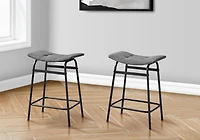 Monarch Specialties Barstool, Counter Height, Set Of 2, Kitchen, Black Leather Look, Black Metal, Contemporary, Modern