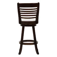 Lot de 2 tabourets de bar pivotants d'intérieur CorLiving Willa marron foncé avec assises en similicuir blanc et dossiers hauts à lattes horizontales
