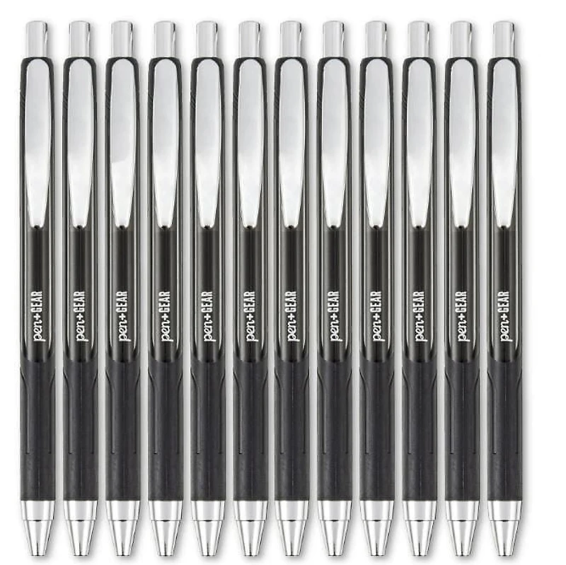 Pen+Gear Retractable Gel Pens, .7mm, Medium Point,12ct, Black, Retractable Gel Pens 12ct,Black