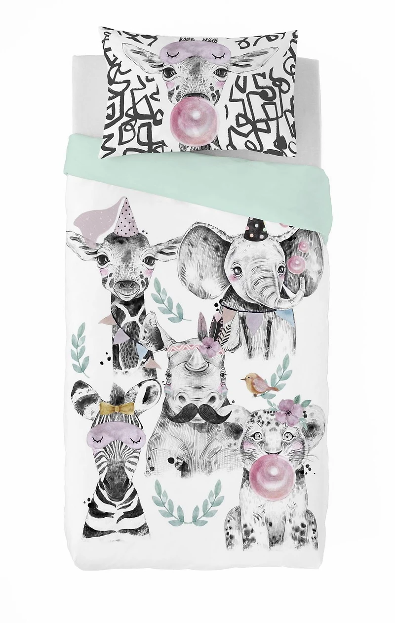 Gouchee Home Lika Twin 2-Piece Duvet Cover Set – Reversible Animal Print Cotton Bedding