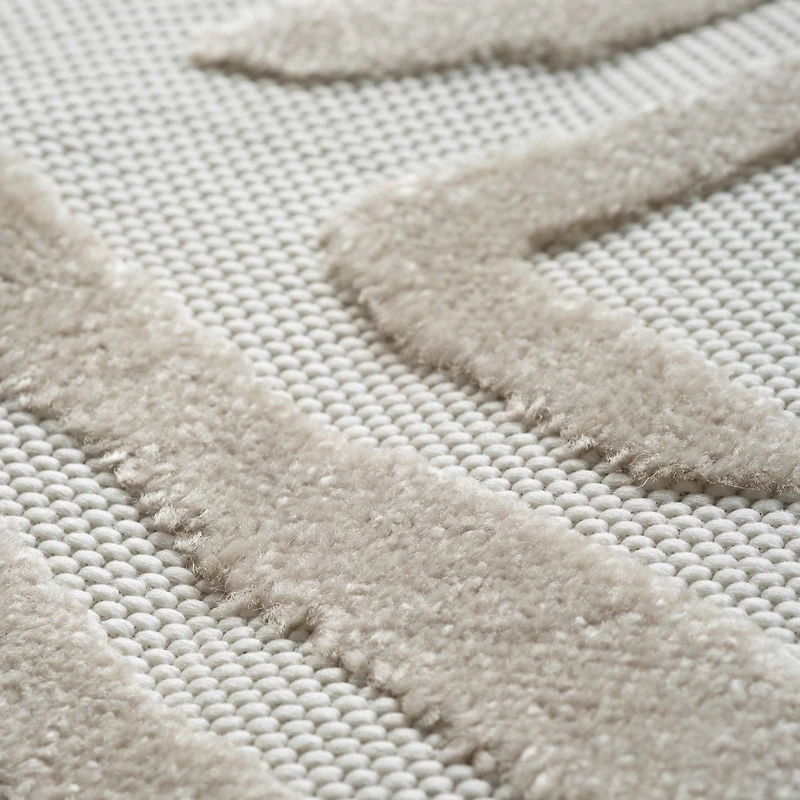 Rug Branch Alfombra Abstract Indoor Outdoor Area Rug, Beige Cream, Modern - Living Room, Bedroom, Dining Room, and Kitchen