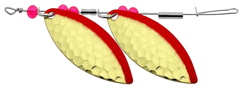 Gibbs G-0062-175HBRS Filet de saule double en ligne, 1-3/4", jambon Brs à rayures rouges avec perles rouges Spinner en ligne, 1-3/4"