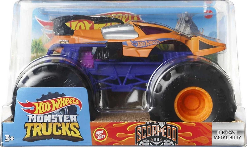 Hot Wheels Monster Trucks véhicule Scorpedo en métal moulé, 1:24
