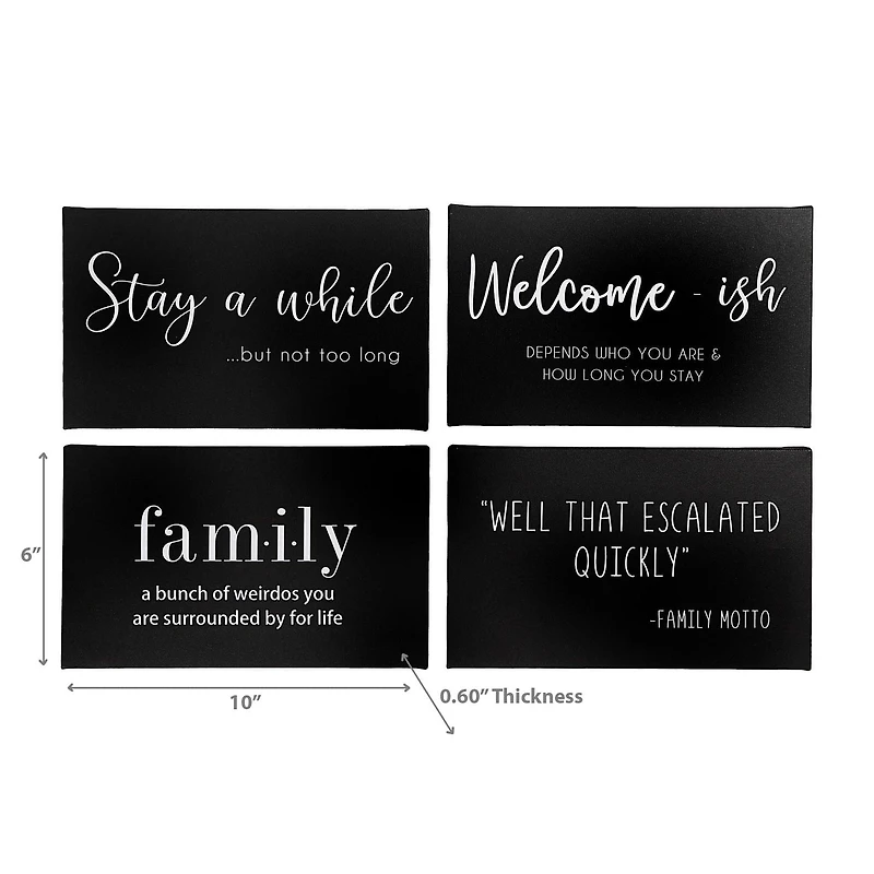 IH Casa Decor Canvas Wall Sign Family/Welcome-Ish 10 X 6 Asstd - Set of 4