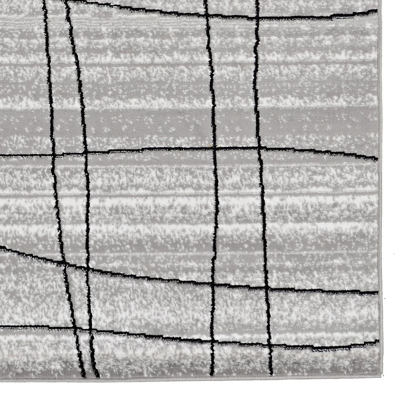 Tapis Capri Mod Plaid gris & noir de 6 pi 5 po x 9 pi 3 po