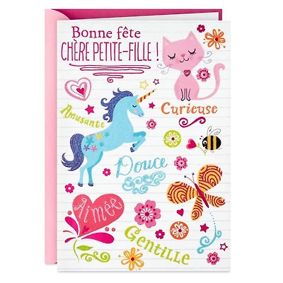 Hallmark Birthday Card for Granddaughter (Unicorn, Cat)